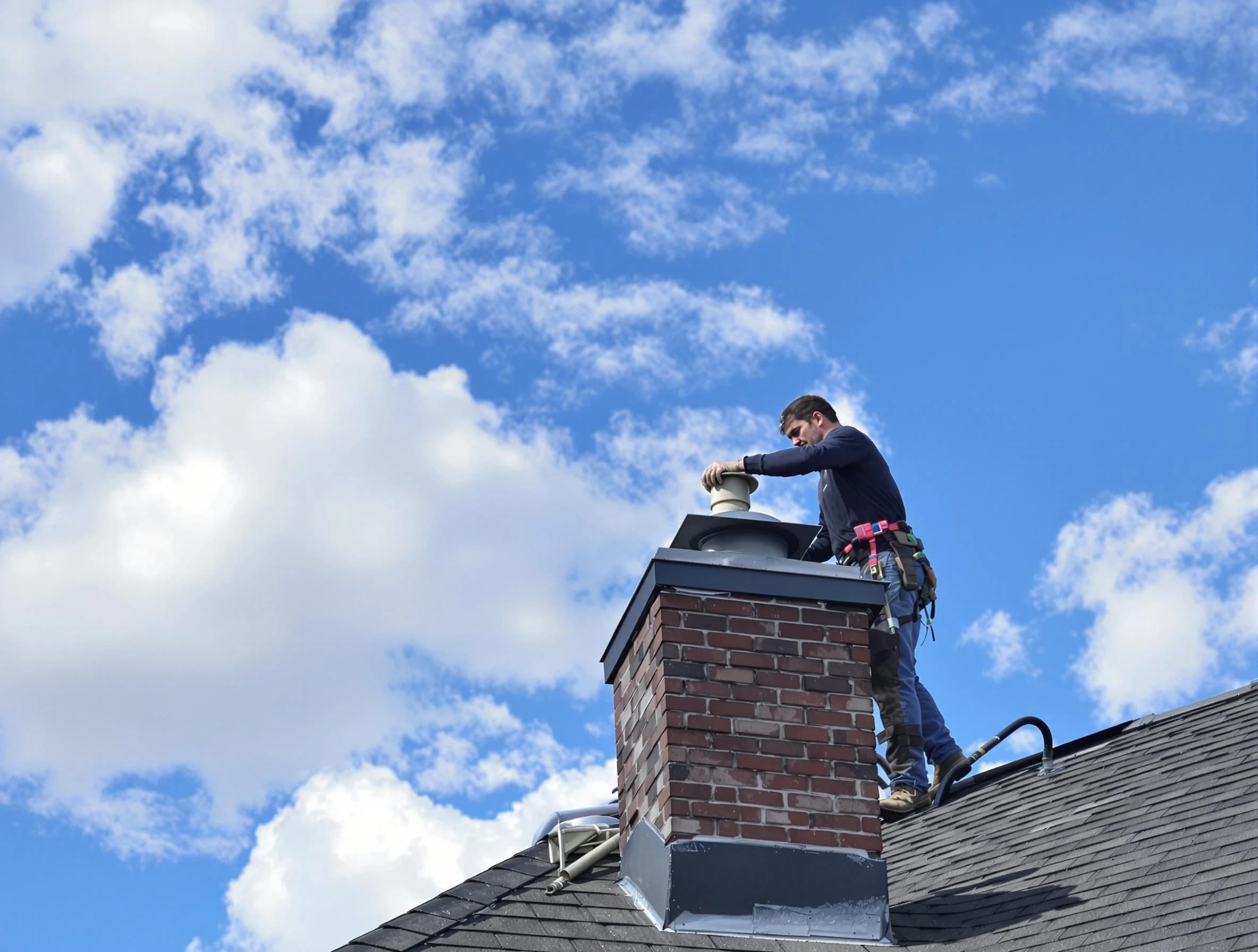 Austell Chimney Sweep installing a sturdy chimney cap in Austell, GA