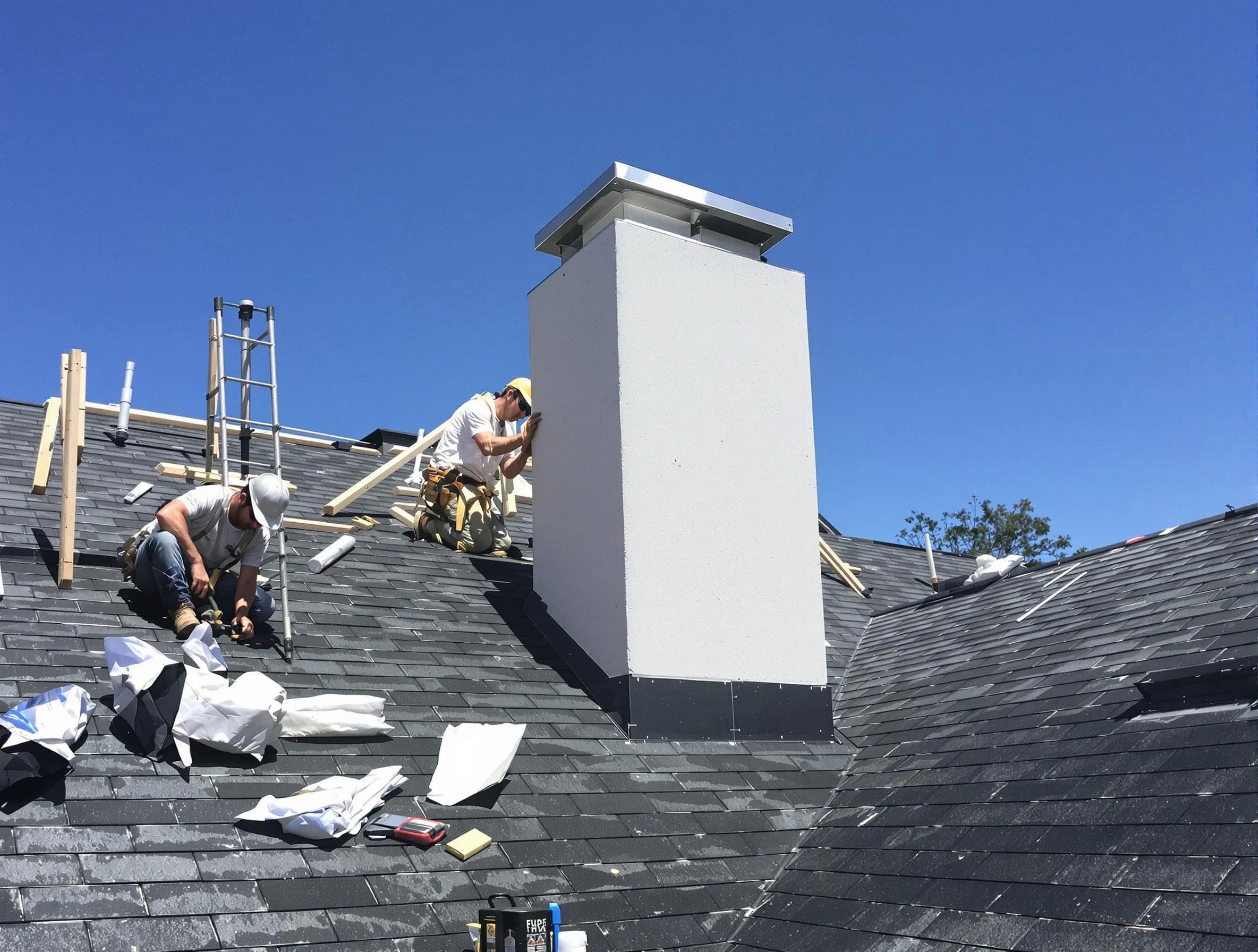 Austell Chimney Sweep crew installing a new chimney in Austell, GA