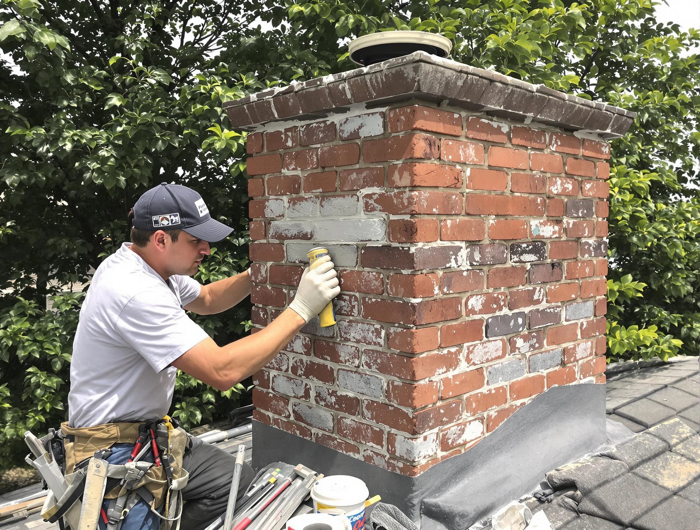Austell Chimney Sweep restoring an aging chimney in Austell, GA