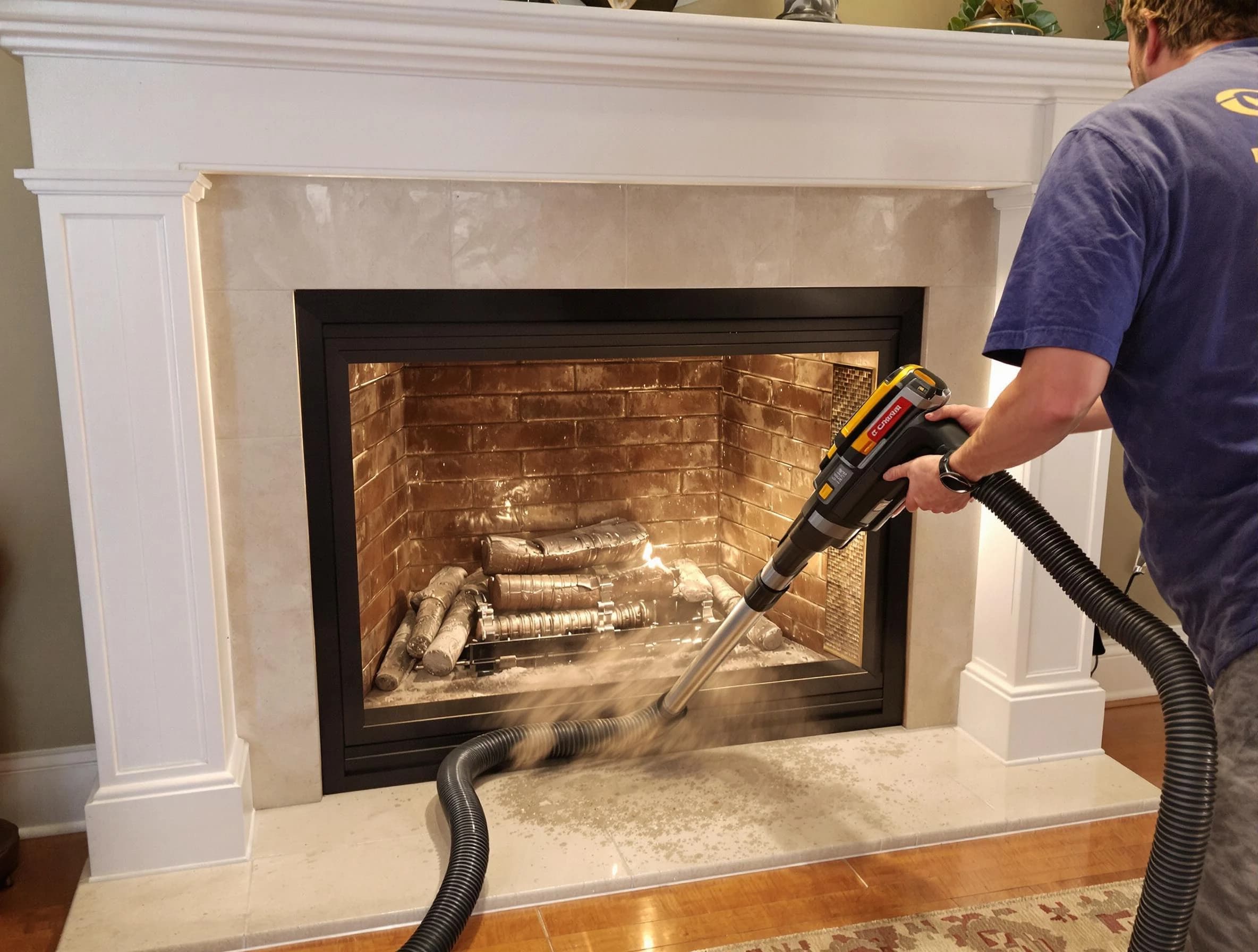 Fireplace cleaning performed by Austell Chimney Sweep in Austell, GA