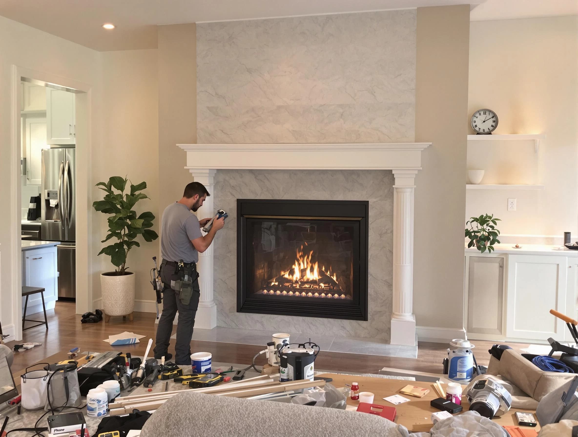 Newly installed fireplace by Austell Chimney Sweep in Austell, GA