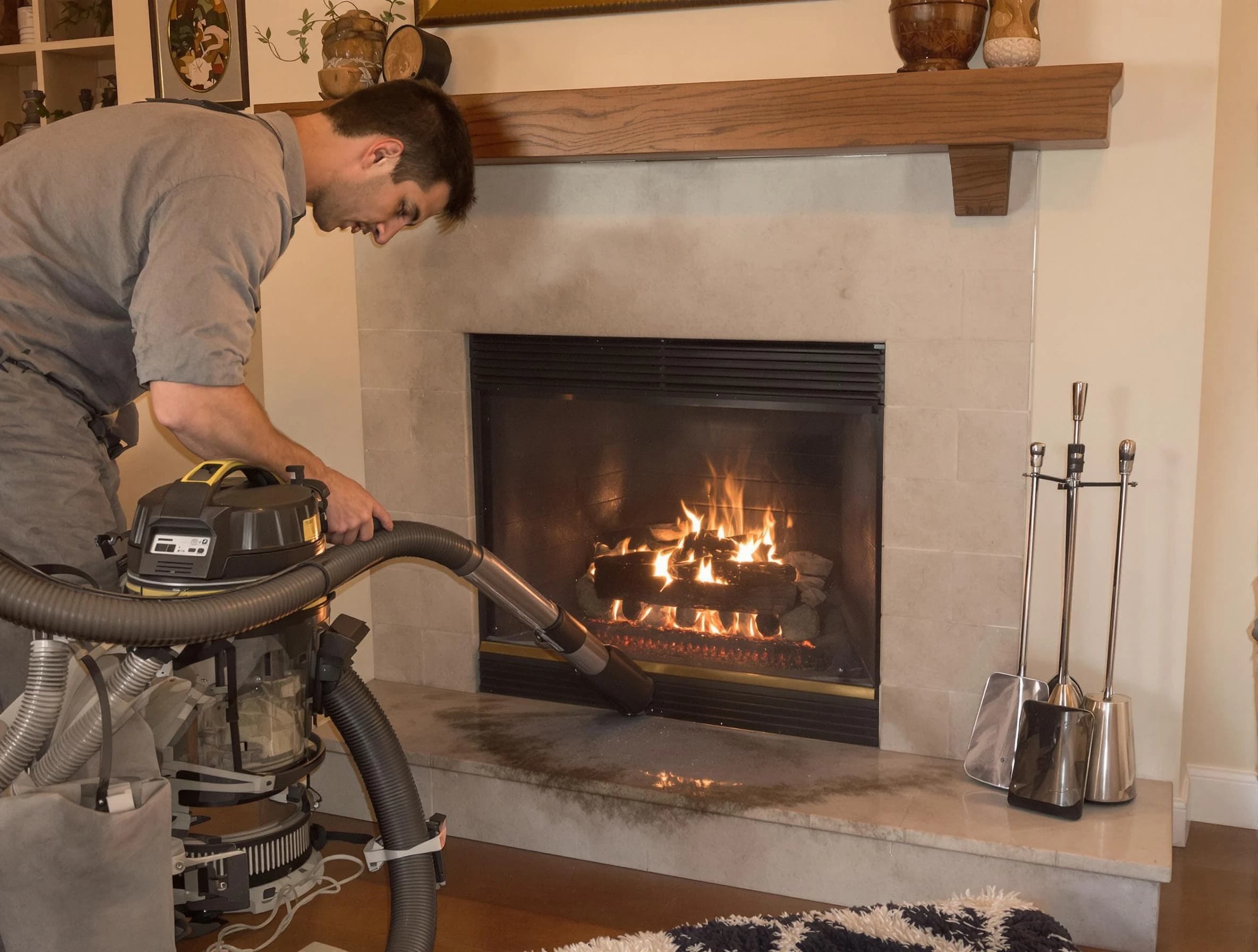 Routine fireplace upkeep by Austell Chimney Sweep in Austell, GA