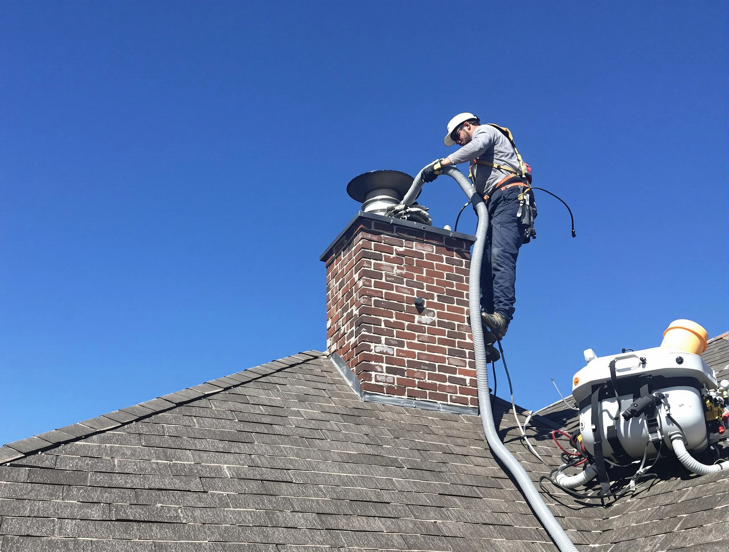 Dedicated Austell Chimney Sweep team member cleaning a chimney in Austell, GA