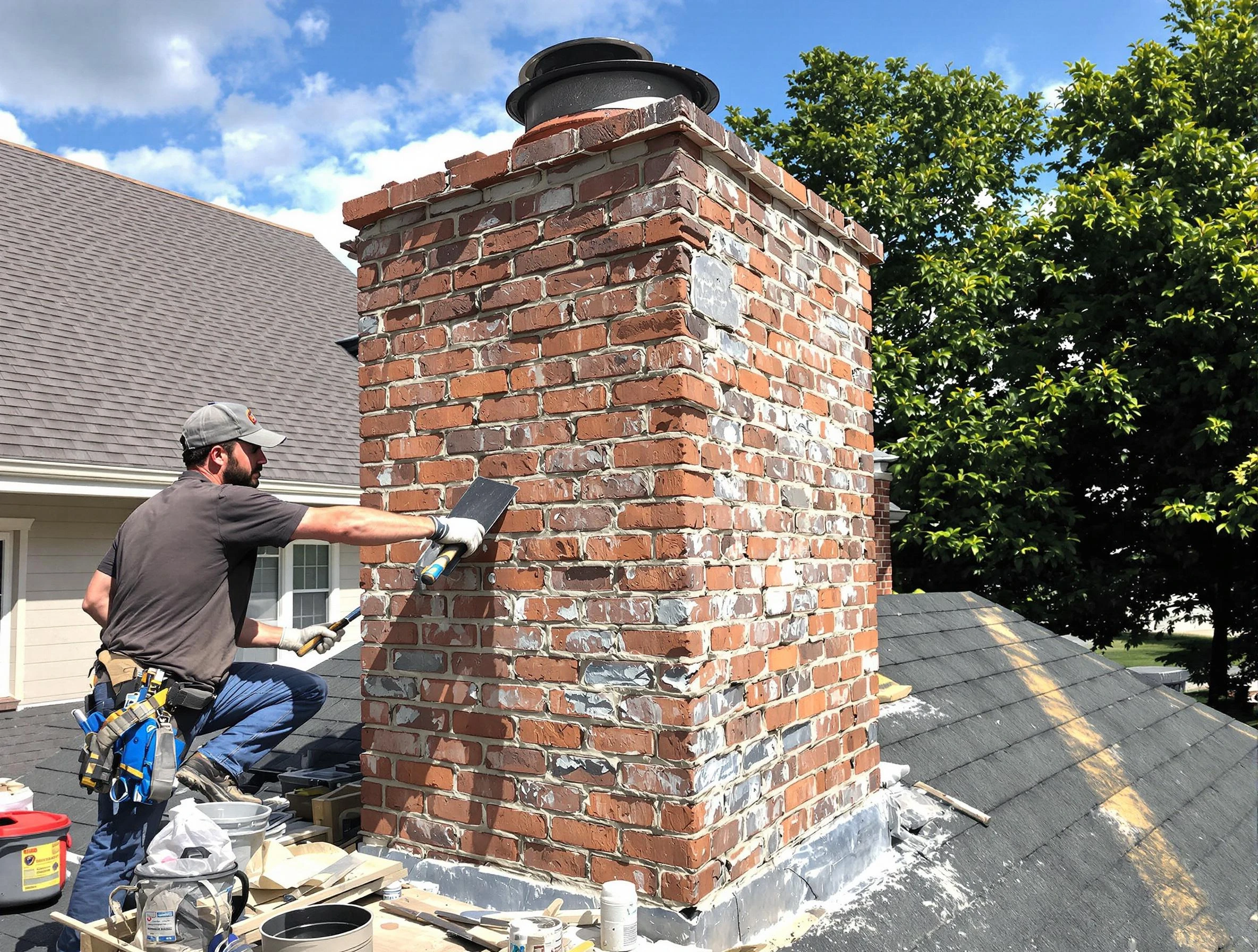 Completed chimney rebuild by Austell Chimney Sweep in Austell, GA
