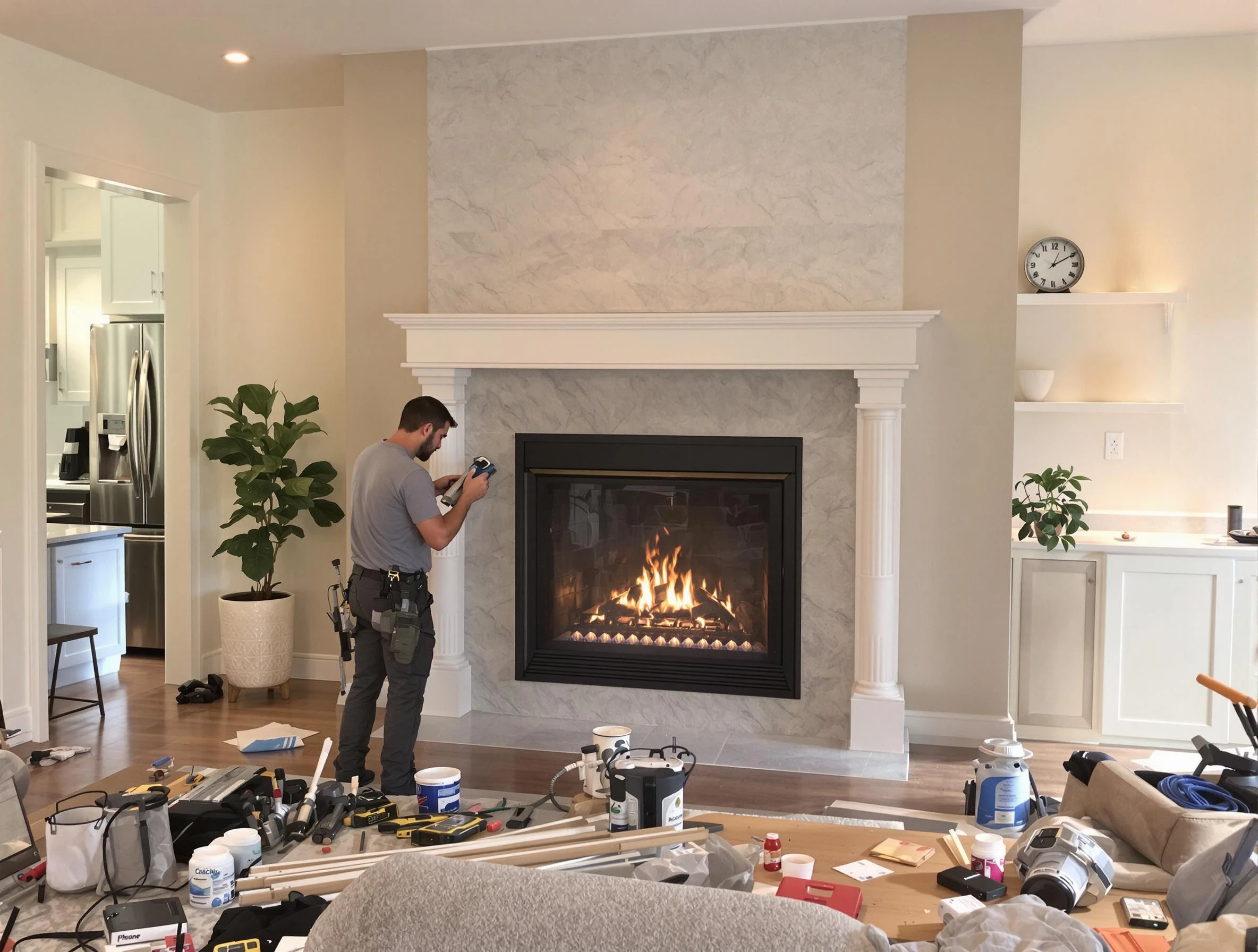 Newly installed fireplace by Austell Chimney Sweep in Austell, GA
